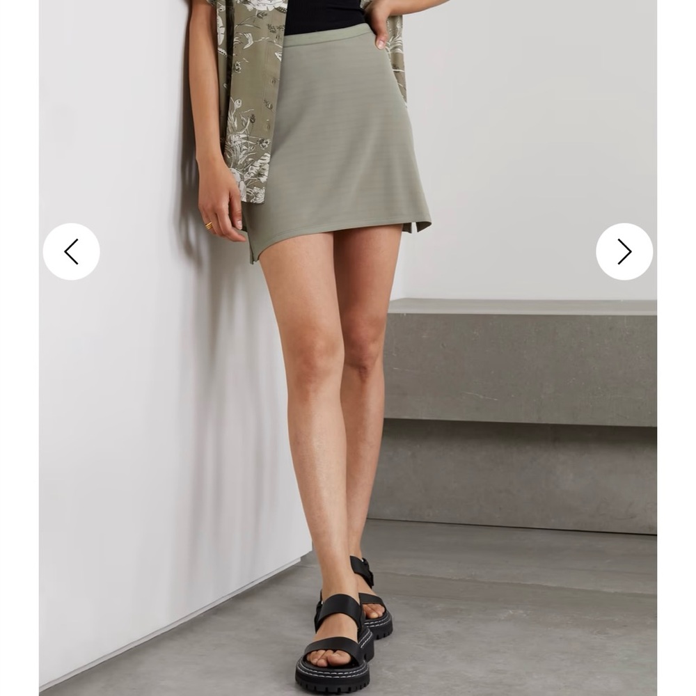 Anine Bing Elise Khaki Green Jersey Mini Skirt XS